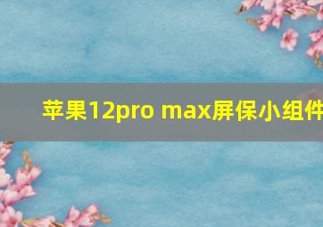 苹果12pro max屏保小组件